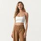 Soft Textured Knit Lounge Pants with Wide Leg Silhouette and Stretch High Waistband Featuring Decorative Button Front Detail