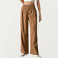 Soft Textured Knit Lounge Pants with Wide Leg Silhouette and Stretch High Waistband Featuring Decorative Button Front Detail