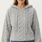 Plush Textured Hoodie with Cable Inspired Patterning, Soft High Pile Fabric, Relaxed Long Sleeves and Ribbed Trim Accents