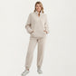 2-Piece Set Plush High Pile Fleece Pullover with Quarter Zip Collar and Matching Elastic Cuff Pants in Soft Textured Fabric