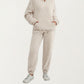2-Piece Set Plush High Pile Fleece Pullover with Quarter Zip Collar and Matching Elastic Cuff Pants in Soft Textured Fabric