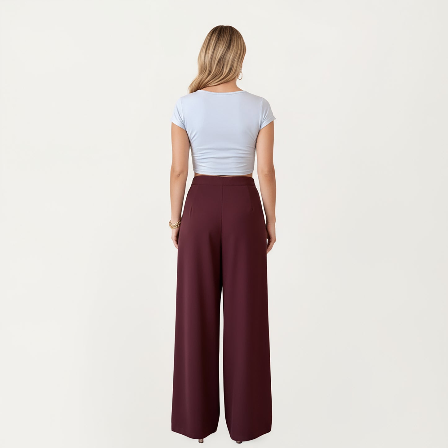 Wide Leg Pants with Draped Front Panels and Soft Flowing Fabric Featuring a Tie Waist Detail and Smooth Relaxed Silhouette