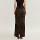 Leopard Print Maxi Skirt with Smooth Stretch Fabric, Soft Straight Silhouette and Clean High Waist Fit for Effortless Movement