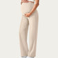 Soft Stretch Maternity Pants with Full Belly Panel and Front Seam Detailing for Smooth Support and Flattering Wide Leg Fit