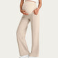 Soft Stretch Maternity Pants with Full Belly Panel and Front Seam Detailing for Smooth Support and Flattering Wide Leg Fit