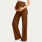 Soft Stretch Maternity Pants with Full Belly Panel and Front Seam Detailing for Smooth Support and Flattering Wide Leg Fit