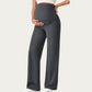 Soft Stretch Maternity Pants with Full Belly Panel and Front Seam Detailing for Smooth Support and Flattering Wide Leg Fit