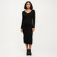 Ribbed Knit Maternity Dress with Long Sleeves, Scoop Neckline and Soft Stretch Fit Designed for a Smooth, Flattering Silhouette