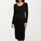 Ribbed Knit Maternity Dress with Long Sleeves, Scoop Neckline and Soft Stretch Fit Designed for a Smooth, Flattering Silhouette