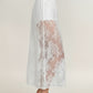 Floral Lace Midi Skirt with Sheer Embroidered Detail Soft Flowing Drape and Comfortable Waistband for Elegant Movement
