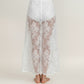 Floral Lace Midi Skirt with Sheer Embroidered Detail Soft Flowing Drape and Comfortable Waistband for Elegant Movement