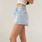 Denim Mini Skirt with Front Seam Detailing, Adjustable Side Tie Accent and Structured Fabric for a Smooth, Flattering Shape