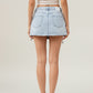 Denim Mini Skirt with Front Seam Detailing, Adjustable Side Tie Accent and Structured Fabric for a Smooth, Flattering Shape