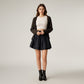 Tiered Mini Skirt with Layered Ruffle Hem and Delicate Bow Accents in Soft Lightweight Fabric
