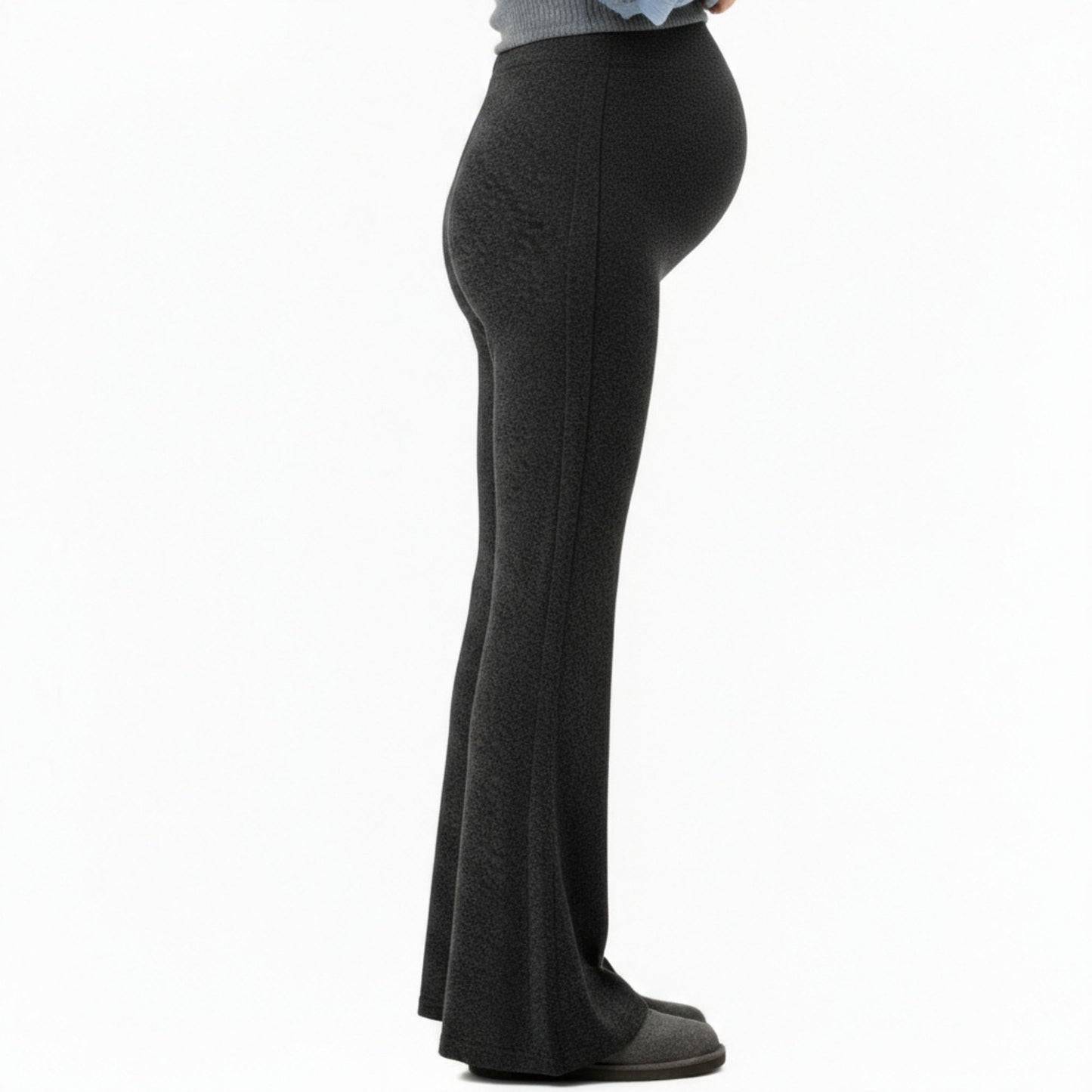 Maternity High Waist Flare Pants with Soft Stretch Fabric and Full Bump Panel for Supportive Comfortable Everyday Wear