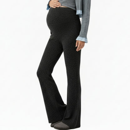 Maternity High Waist Flare Pants with Soft Stretch Fabric and Full Bump Panel for Supportive Comfortable Everyday Wear