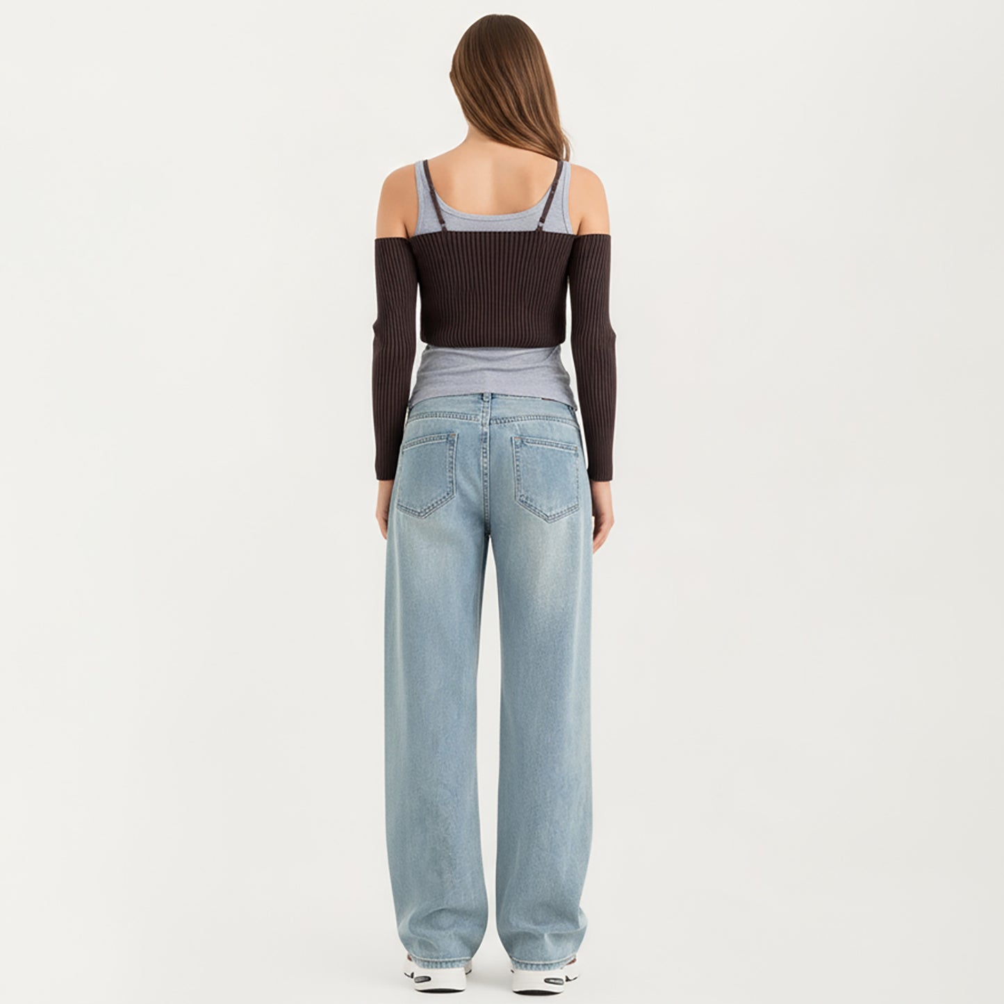 Maternity Full Panel Wide Leg Jeans with Supportive Stretch Waistband and Relaxed Straight Silhouette Featuring Classic Seam Details