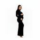 Long Sleeve Maternity Maxi Dress with Sleek Fitted Silhouette Soft Stretch Fabric and Elegant Turtleneck Design