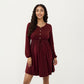 Maternity Dress with Long Sleeves Soft Stretch Fabric Button Front Accents and Adjustable Drawstring Empire Waist Silhouette