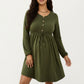 Maternity Dress with Long Sleeves Soft Stretch Fabric Button Front Accents and Adjustable Drawstring Empire Waist Silhouette