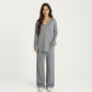 Maternity Relaxed Fit Long Sleeve V-Neck Top and Soft Wide-Leg Lounge Pants Set with Easy Stretch Fabric