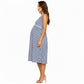 Maternity Sleeveless Stripe Midi Dress with Soft Stretch Knit Fabric and Flattering Empire Waist