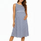Maternity Sleeveless Stripe Midi Dress with Soft Stretch Knit Fabric and Flattering Empire Waist