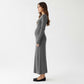 Ribbed Knit Maternity Maxi Dress with Long Sleeves Soft Stretch Fabric and Flattering Button Front Detail