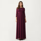 Lace Bodice Maternity Maxi Dress with Sheer Three-Quarter Sleeves and Soft Flowing Skirt for Elegant Comfort