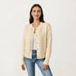 Long Sleeve Faux Pearl Embellished Knit Cardigan with Button Front Closure