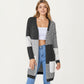 Long Sleeve Color Block Striped Knit Cardigan with Front Pockets