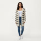 Long Sleeve Striped Knit Cardigan with Button Front and Ribbed Trim
