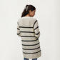 Long Sleeve Striped Knit Cardigan with Button Front and Ribbed Trim