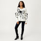 Long Sleeve Knit Sweater with Oversized Bow Embroidery and Ribbed Trim