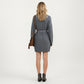 Long Sleeve Knit Sweater Dress with Waist Tie Belt and Ribbed Texture