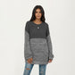 Long Sleeve Color Block Knit Sweater with Textured Waffle and Marled Stitch Design