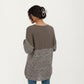 Long Sleeve Color Block Knit Sweater with Textured Waffle and Marled Stitch Design