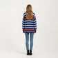 Long Sleeve Crew Neck Striped Knit Sweater with Relaxed Fit