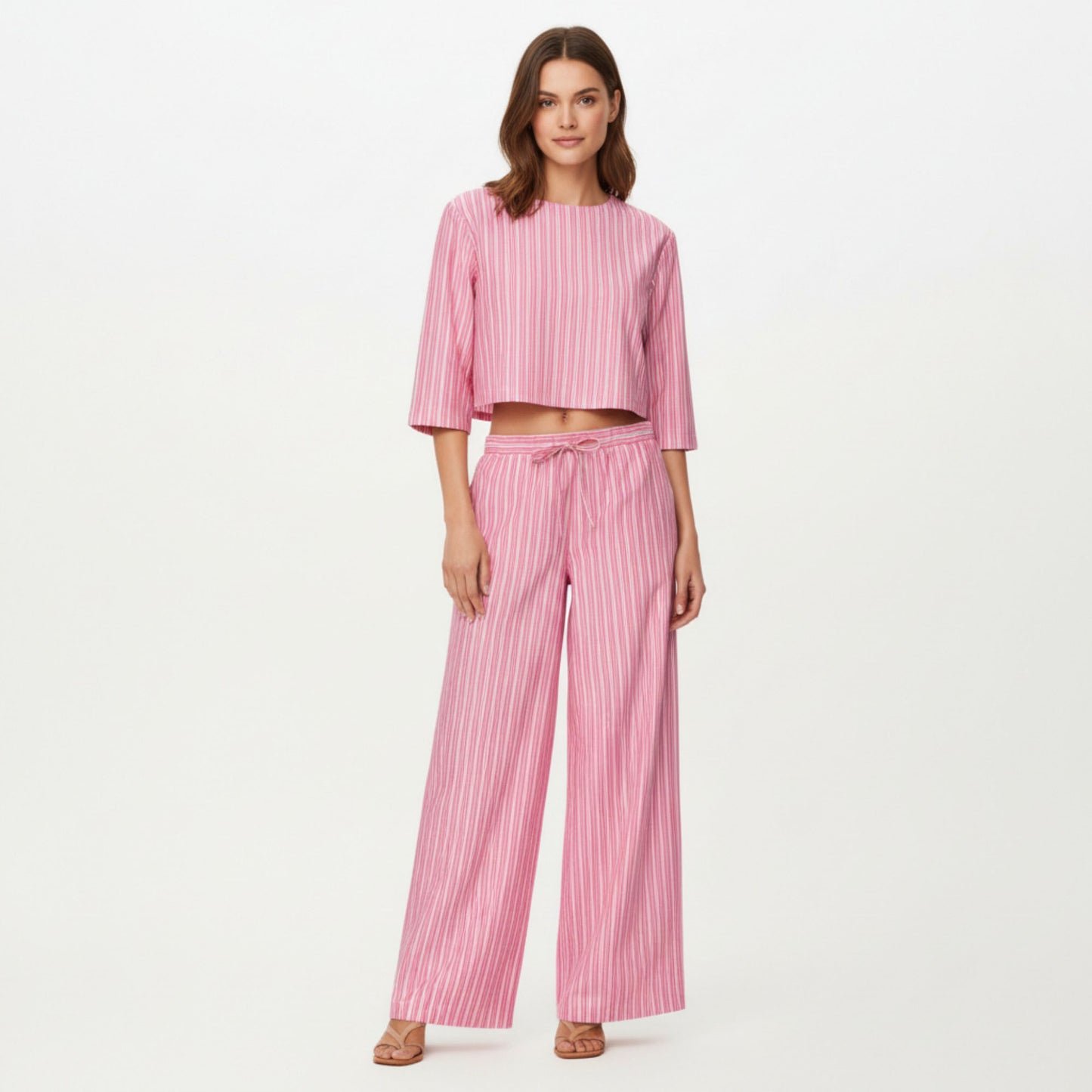 Striped Wide Leg Pants with Soft Lightweight Fabric Comfortable Stretch Waistband and Relaxed Flowing Silhouette