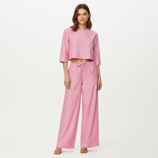 Striped Wide Leg Pants with Soft Lightweight Fabric Comfortable Stretch Waistband and Relaxed Flowing Silhouette