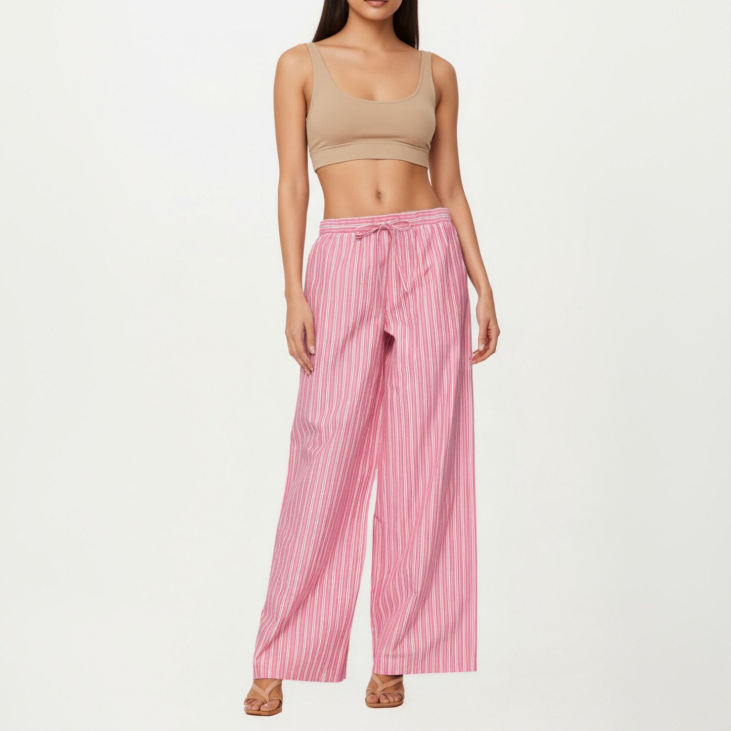 Striped Wide Leg Pants with Soft Lightweight Fabric Comfortable Stretch Waistband and Relaxed Flowing Silhouette