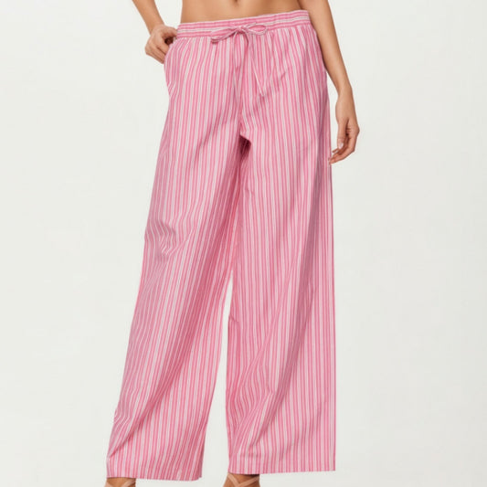 Striped Wide Leg Pants with Soft Lightweight Fabric Comfortable Stretch Waistband and Relaxed Flowing Silhouette