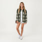 Plaid Button Down Shirt Jacket with Chest Pocket Soft Textured Woven Fabric Relaxed Long Sleeve Design