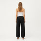 Wide Leg Drawstring Pants with Contrast Stitching Front Patch Pockets Relaxed Elastic Hem Design