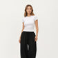 Wide Leg Drawstring Pants with Contrast Stitching Front Patch Pockets Relaxed Elastic Hem Design