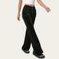 Soft Velvet Lounge Pants with Wide Flared Legs Adjustable Drawstring Waistband and Smooth Stretch Fabric