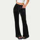 Soft Velvet Lounge Pants with Wide Flared Legs Adjustable Drawstring Waistband and Smooth Stretch Fabric