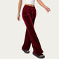 Soft Velvet Lounge Pants with Wide Flared Legs Adjustable Drawstring Waistband and Smooth Stretch Fabric