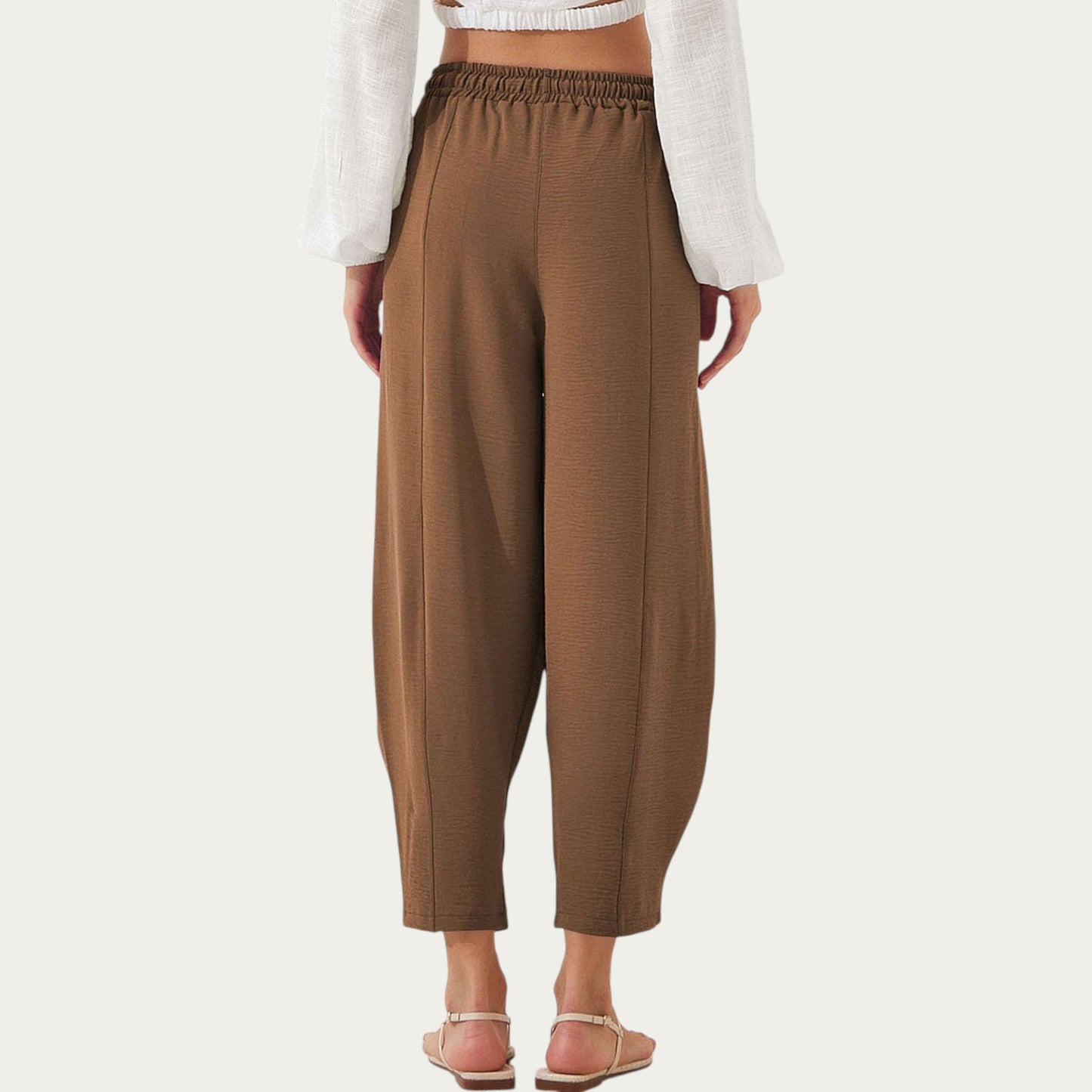 Relaxed Fit Lounge Pants with Soft Draped Fabric Elastic Drawstring Waistband and Wide Tapered Legs