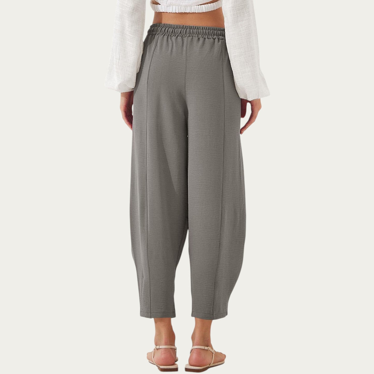 Relaxed Fit Lounge Pants with Soft Draped Fabric Elastic Drawstring Waistband and Wide Tapered Legs